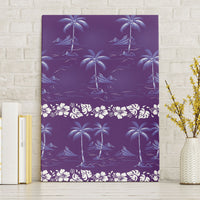 Purple Hawaii Palm Tree Hibiscus Canvas Wall Art Fantasy Summer Vibe
