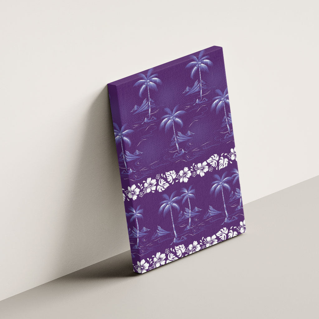 Purple Hawaii Palm Tree Hibiscus Canvas Wall Art Fantasy Summer Vibe