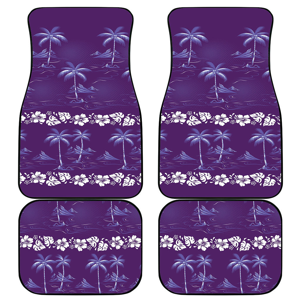 Purple Hawaii Palm Tree Hibiscus Car Mats Fantasy Summer Vibe