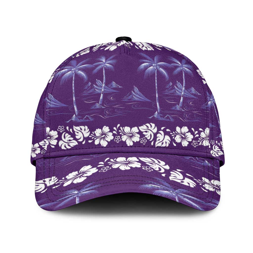 Purple Hawaii Palm Tree Hibiscus Classic Cap Fantasy Summer Vibe LT01 Universal Fit Purple - Polynesian Pride