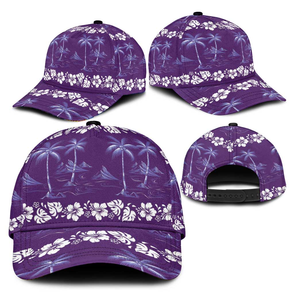 Purple Hawaii Palm Tree Hibiscus Classic Cap Fantasy Summer Vibe LT01 - Polynesian Pride