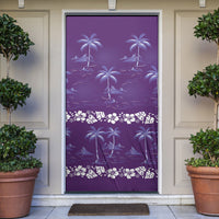 Purple Hawaii Palm Tree Hibiscus Door Cover Fantasy Summer Vibe LT01 Purple - Polynesian Pride