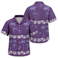 Purple Hawaii Palm Tree Hibiscus Family Matching Off Shoulder Maxi Dress and Hawaiian Shirt Fantasy Summer Vibe LT01 Son's Shirt Purple - Polynesian Pride
