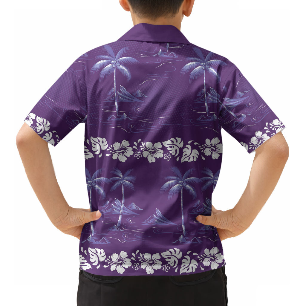 Purple Hawaii Palm Tree Hibiscus Kid Hawaiian Shirt Fantasy Summer Vibe