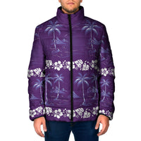Purple Hawaii Palm Tree Hibiscus Padded Jacket Fantasy Summer Vibe LT01 Men Purple - Polynesian Pride