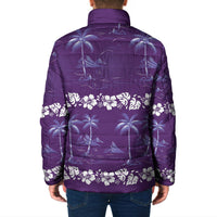 Purple Hawaii Palm Tree Hibiscus Padded Jacket Fantasy Summer Vibe LT01 - Polynesian Pride