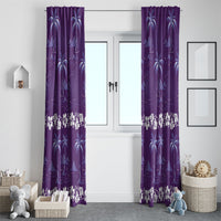 Purple Hawaii Palm Tree Hibiscus Window Curtain Fantasy Summer Vibe