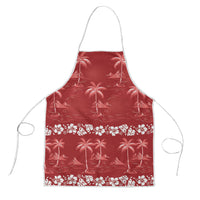 Red Hawaii Palm Tree Hibiscus Apron Fantasy Summer Vibe LT01 Red - Polynesian Pride