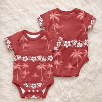 Red Hawaii Palm Tree Hibiscus Baby Onesie Fantasy Summer Vibe