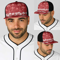 Red Hawaii Palm Tree Hibiscus Baseball Net Cap Fantasy Summer Vibe LT01 - Polynesian Pride