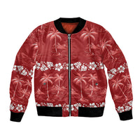 Red Hawaii Palm Tree Hibiscus Bomber Jacket Fantasy Summer Vibe LT01 Unisex Red - Polynesian Pride