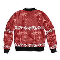 Red Hawaii Palm Tree Hibiscus Bomber Jacket Fantasy Summer Vibe LT01 - Polynesian Pride