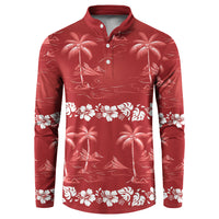 Red Hawaii Palm Tree Hibiscus Button Sweatshirt Fantasy Summer Vibe LT01 Red - Polynesian Pride