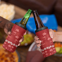 Red Hawaii Palm Tree Hibiscus 4 in 1 Can Cooler Tumbler Fantasy Summer Vibe
