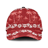 Red Hawaii Palm Tree Hibiscus Classic Cap Fantasy Summer Vibe LT01 Universal Fit Red - Polynesian Pride