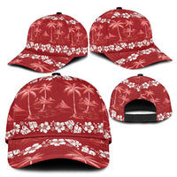 Red Hawaii Palm Tree Hibiscus Classic Cap Fantasy Summer Vibe LT01 - Polynesian Pride