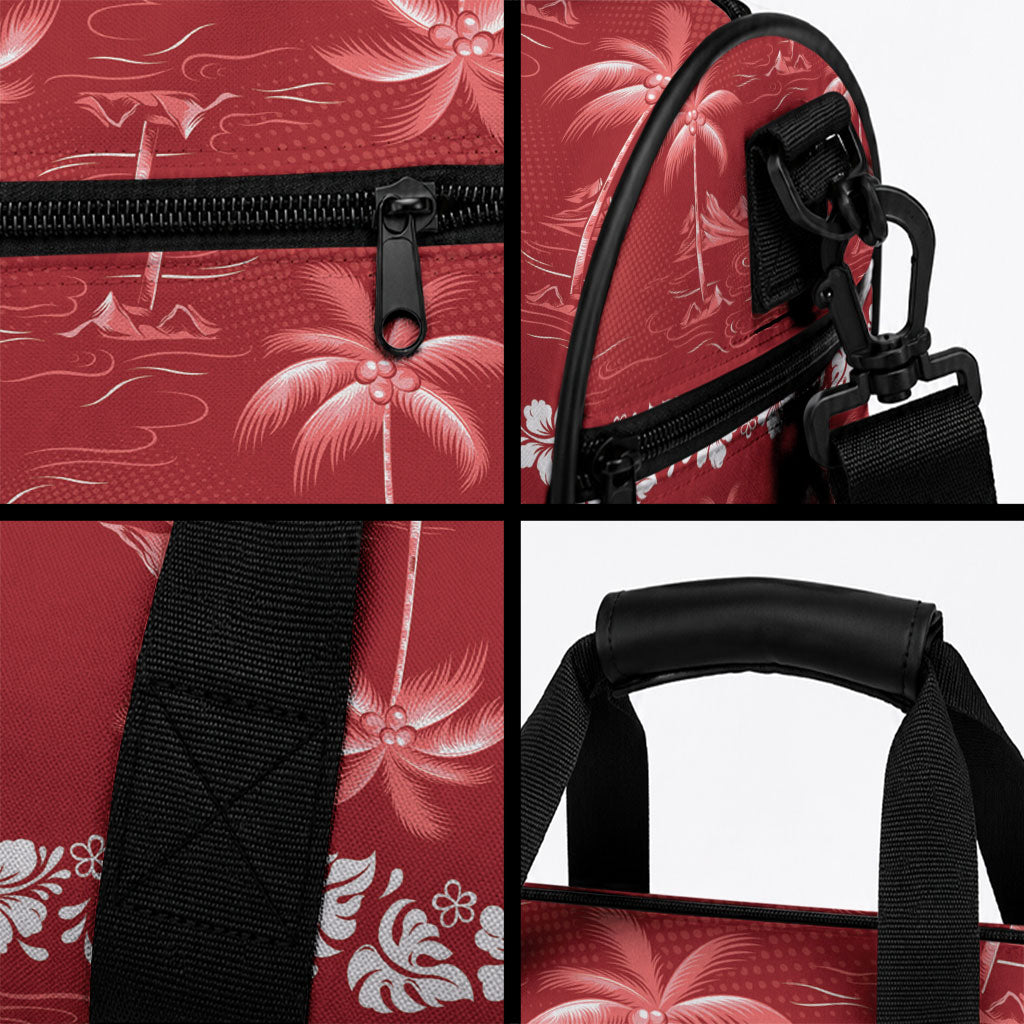 Red Hawaii Palm Tree Hibiscus Duffle Bag Fantasy Summer Vibe