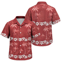 Red Hawaii Palm Tree Hibiscus Family Matching Mermaid Dress and Hawaiian Shirt Fantasy Summer Vibe LT01 Son's Shirt Red - Polynesian Pride