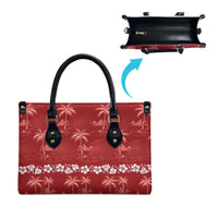 Red Hawaii Palm Tree Hibiscus Leather Bag Fantasy Summer Vibe
