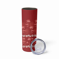 Red Hawaii Palm Tree Hibiscus Skinny Tumbler Fantasy Summer Vibe