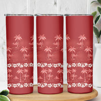 Red Hawaii Palm Tree Hibiscus Skinny Tumbler Fantasy Summer Vibe