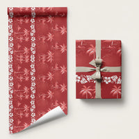 Red Hawaii Palm Tree Hibiscus Wrapping Paper Fantasy Summer Vibe LT01 58" × 23" Red - Polynesian Pride