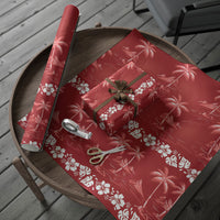 Red Hawaii Palm Tree Hibiscus Wrapping Paper Fantasy Summer Vibe LT01 - Polynesian Pride
