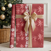 Red Hawaii Palm Tree Hibiscus Wrapping Paper Fantasy Summer Vibe LT01 - Polynesian Pride