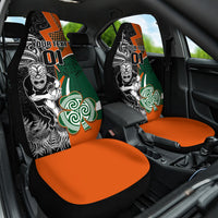New Zealand and Ireland Rugby Car Seat Cover Silver Fern With Shamrock 2023 World Cup LT01 One Size Art - Polynesian Pride
