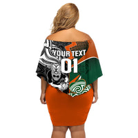 New Zealand and Ireland Rugby Family Matching Off Shoulder Short Dress and Hawaiian Shirt Silver Fern With Shamrock 2023 World Cup LT01 - Polynesian Pride