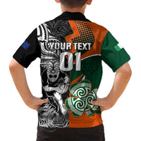 New Zealand and Ireland Rugby Family Matching Puletasi Dress and Hawaiian Shirt Silver Fern With Shamrock 2023 World Cup LT01 - Polynesian Pride