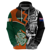 New Zealand and Ireland Rugby Hoodie Silver Fern With Shamrock 2023 World Cup LT01 - Polynesian Pride