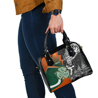 New Zealand and Ireland Rugby Shoulder Handbag Silver Fern With Shamrock 2023 World Cup LT01 - Polynesian Pride