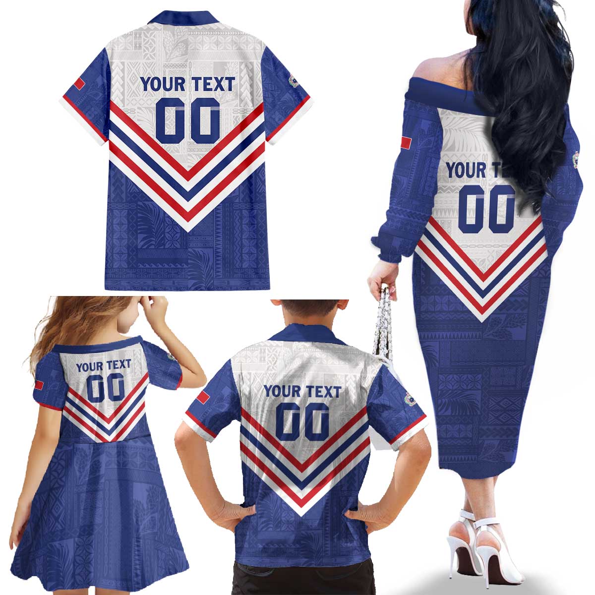 Custom Toa Samoa Rugby Family Matching Off The Shoulder Long Sleeve Dress and Hawaiian Shirt 1992-1993 Special Edition - Polynesian Pride