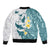 Maori Manta Ray Plumeria Teal Bomber Jacket