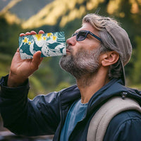 Maori Manta Ray Plumeria Teal 4 in 1 Can Cooler Tumbler