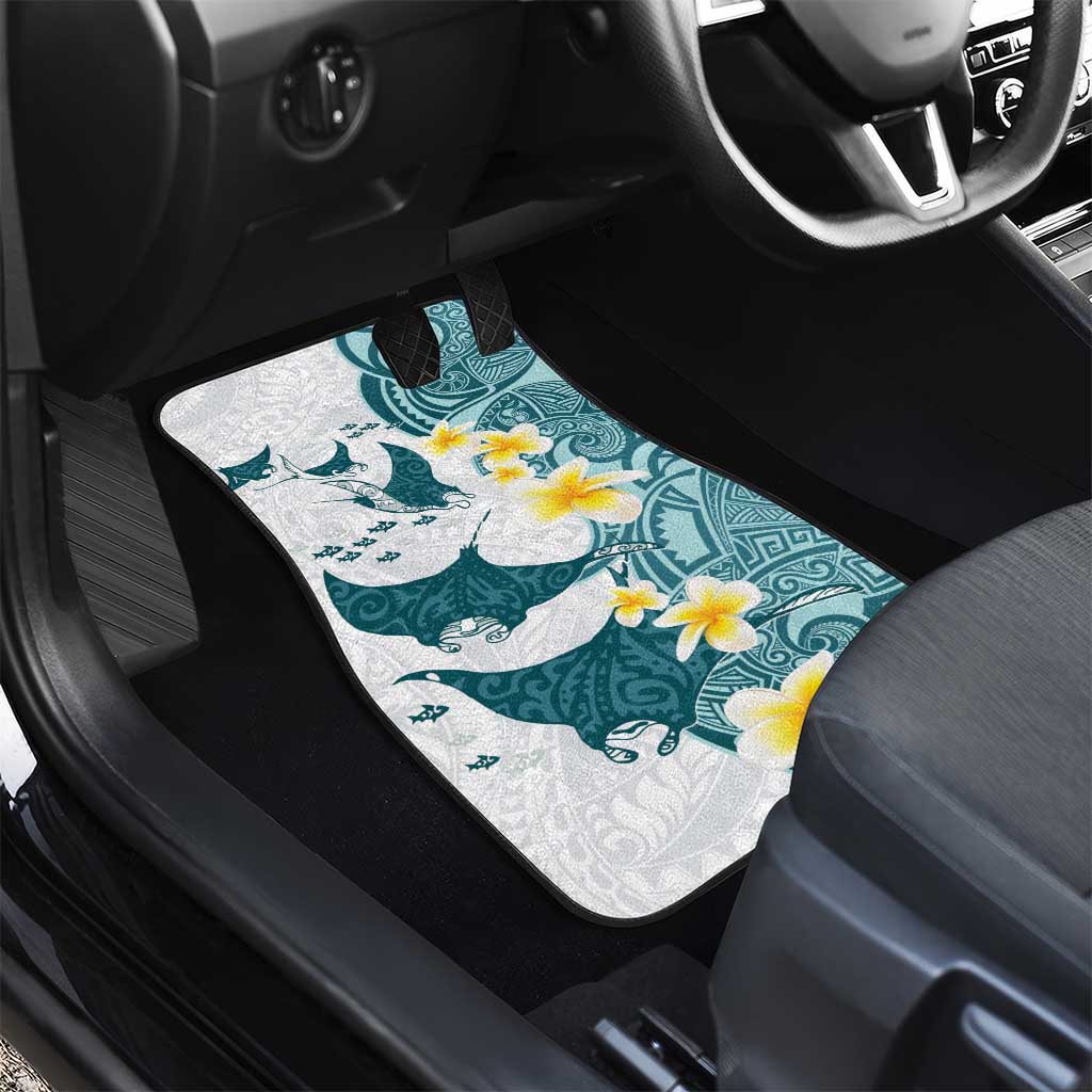 Maori Manta Ray Plumeria Teal Car Mats