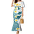 Maori Manta Ray Plumeria Teal Family Matching Mermaid Dress and Hawaiian Shirt