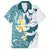 Maori Manta Ray Plumeria Teal Family Matching Puletasi and Hawaiian Shirt