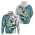 Maori Manta Ray Plumeria Teal Hoodie