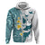 Maori Manta Ray Plumeria Teal Hoodie