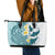 Maori Manta Ray Plumeria Teal Leather Tote Bag