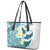 Maori Manta Ray Plumeria Teal Leather Tote Bag