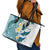 Maori Manta Ray Plumeria Teal Leather Tote Bag