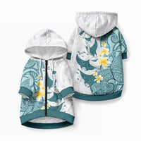 Maori Manta Ray Plumeria Teal Pet Hoodie LT01 Zip-up Teal - Polynesian Pride