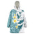 Maori Manta Ray Plumeria Teal Wearable Blanket Hoodie