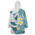 Maori Manta Ray Plumeria Teal Wearable Blanket Hoodie