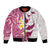 Maori Manta Ray Plumeria Royal Pink Bomber Jacket