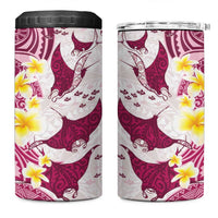 Maori Manta Ray Plumeria Royal Pink 4 in 1 Can Cooler Tumbler