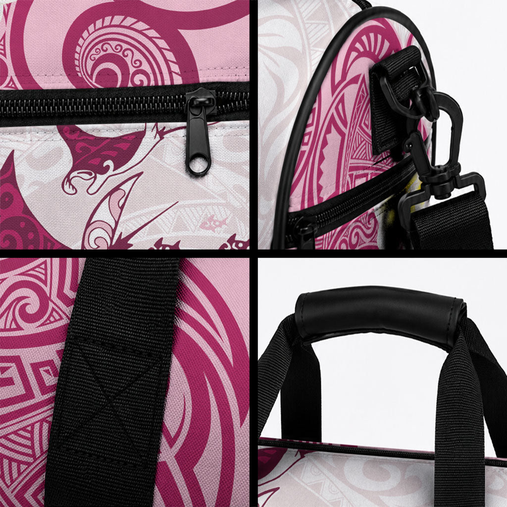 Maori Manta Ray Plumeria Royal Pink Duffle Bag LT01 - Polynesian Pride